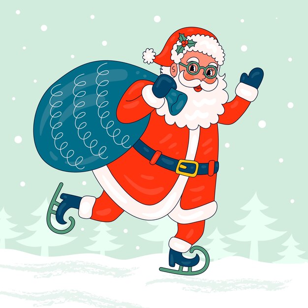 Desenho desenhado à mão ilustração de Papai Noel para a celebração da temporada de Natal