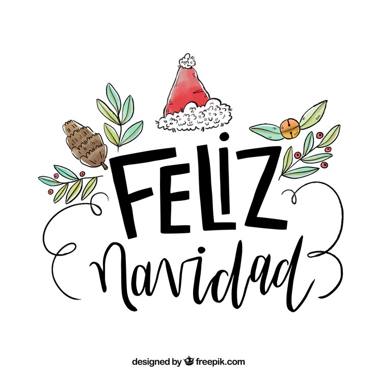 Vetor grátis desenho desenhado feliz navidad lettering background