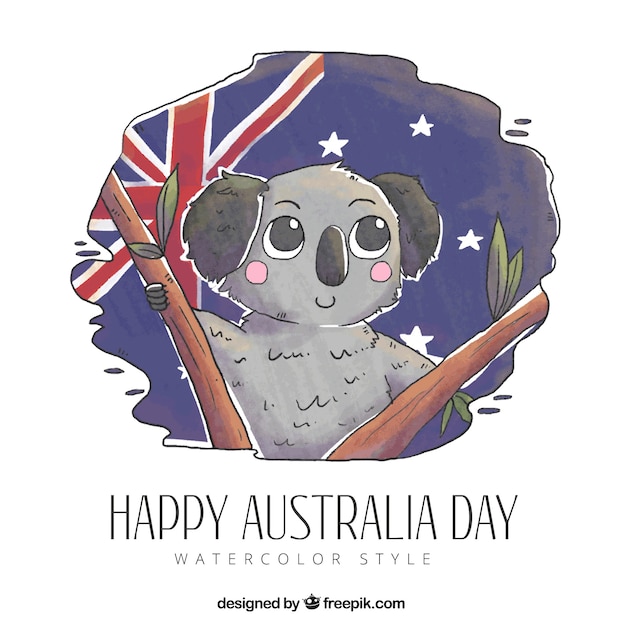 Desenho desenhado mão do dia da austrália com koala