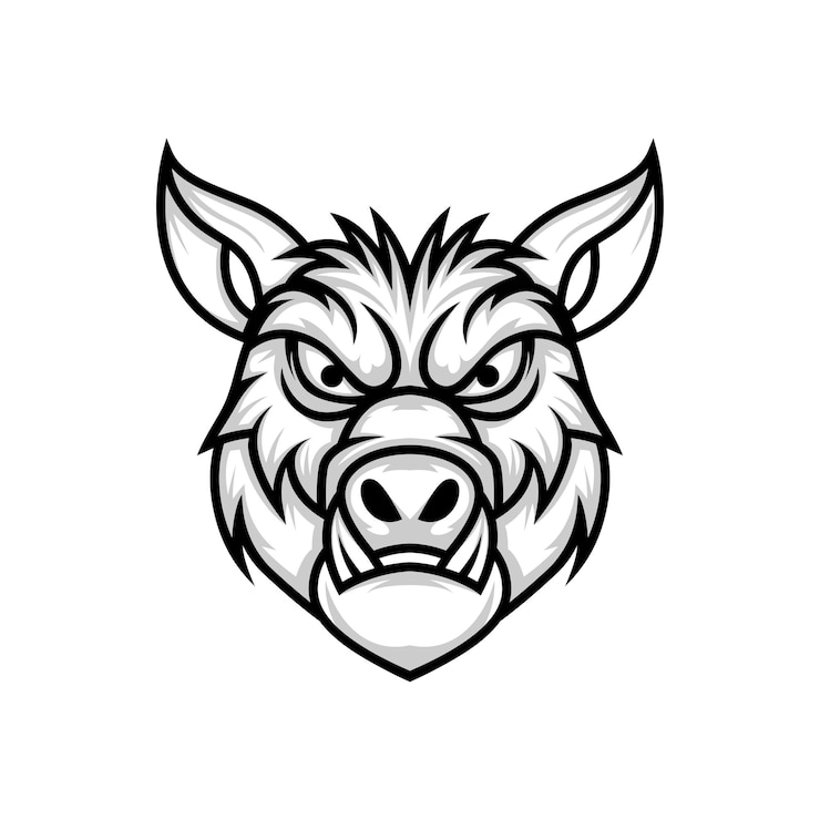 Vetor grátis desenho do logotipo da mascote do javali