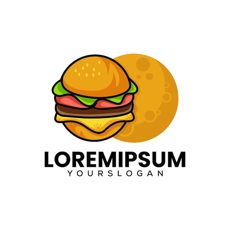 Vetor grátis desenho do logotipo do hambúrguer e da lua