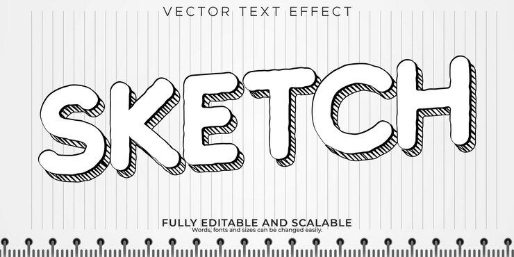 Vetor grátis desenho editável de efeito de texto de esboço e estilo de texto do arquiteto
