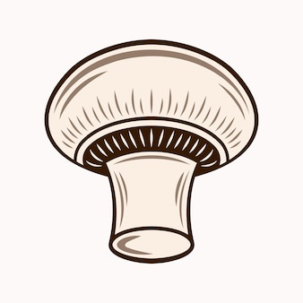 Desenho isolado de vetor de cogumelo, objeto gráfico champignon ou elemento de design