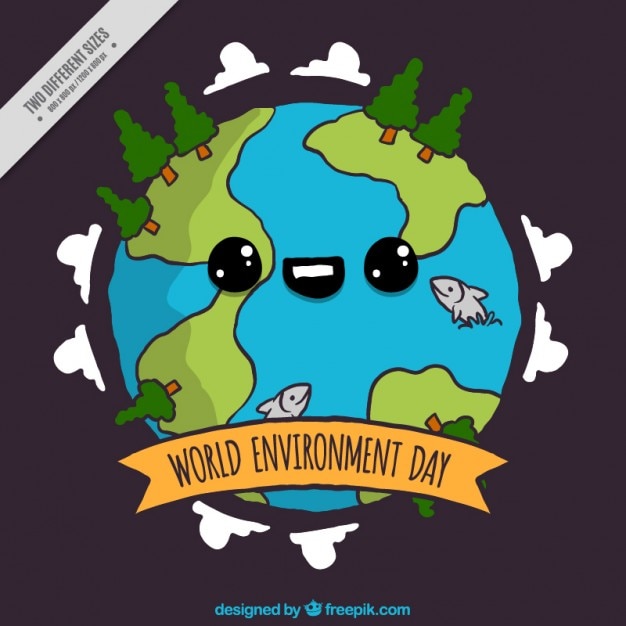 Vetor grátis desenho lindo mundo com fundo das árvores