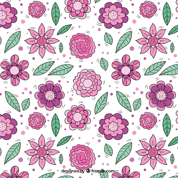 Desenho padrão floral com folhas