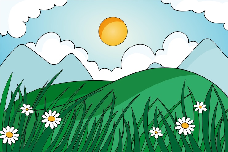 Vetor grátis desenho paisagem de primavera