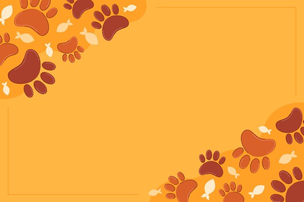Desenho plano com impressões de patas de fundo