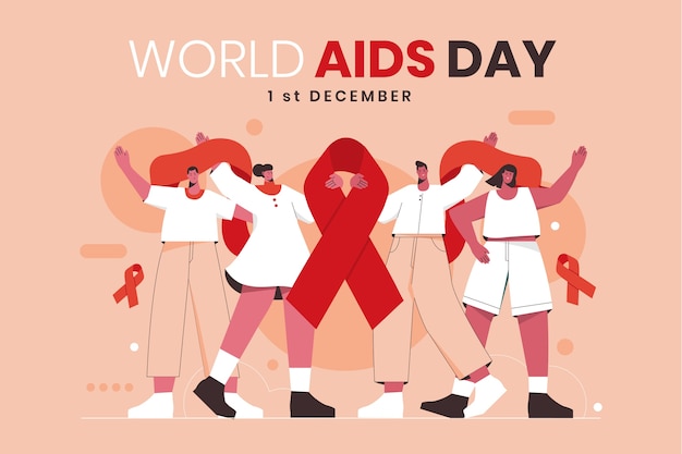 Vetor grátis desenho plano de fundo do dia mundial da aids