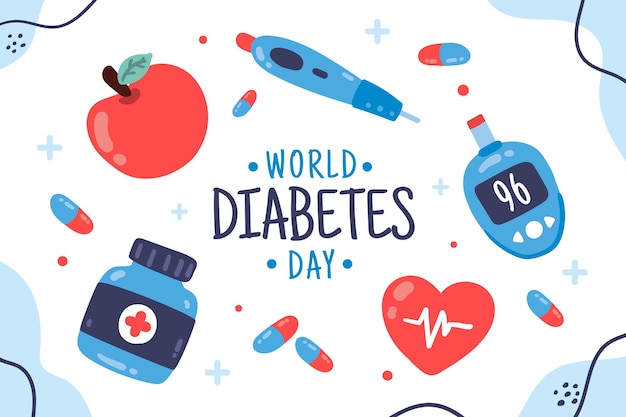 Vetor grátis desenho plano de fundo do dia mundial da diabetes