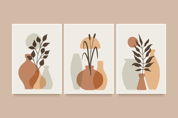 Desenho plano desenhado à mão arte de parede boho