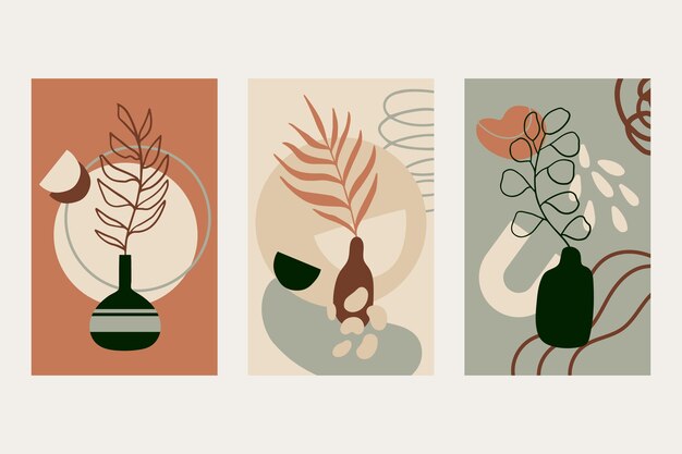 Desenho plano desenhado à mão arte de parede boho