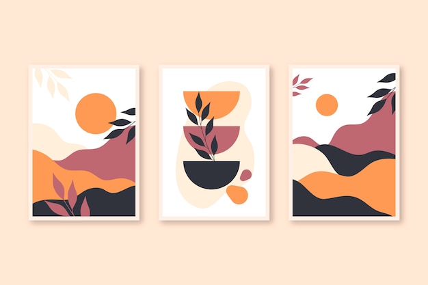Desenho plano desenhado à mão arte de parede boho