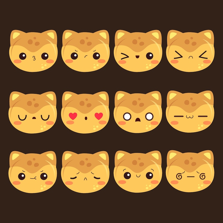 Vetor grátis desenho plano desenhado à mão coleção de rostos kawaii