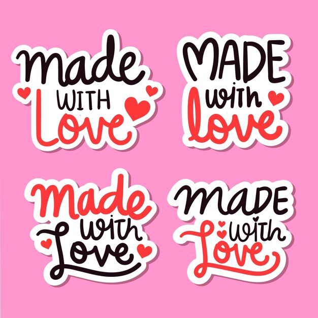 Desenho plano desenhado à mão feito com selos de amor