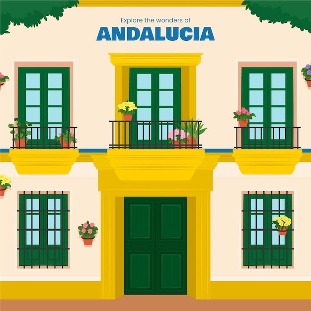 Vetor grátis desenho plano ilustração andalucia