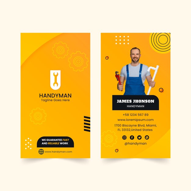 Desenho plano trabalho de artesão cartão de visita vertical 