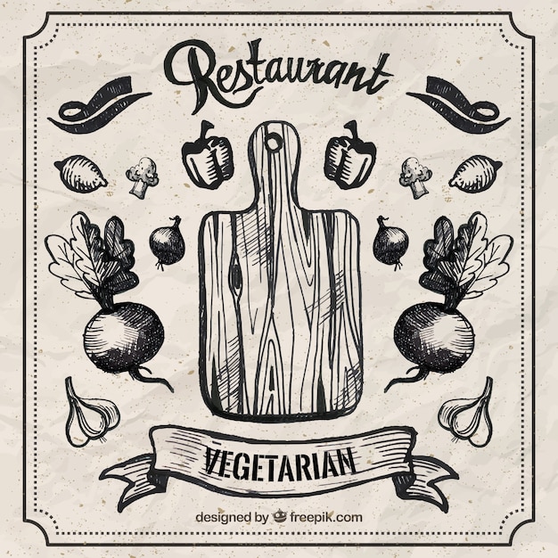 Vetor grátis desenho restaurante vegetariano