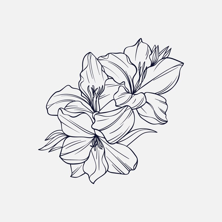 Vetor grátis desenho simples de flores desenhado à mão