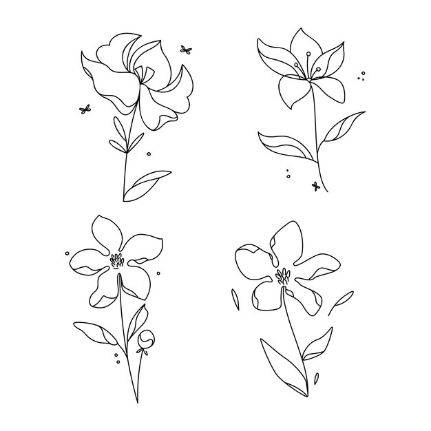 Desenho simples de flores desenhado à mão