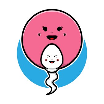 Desenho vetorial de esperma e óvulo fofo