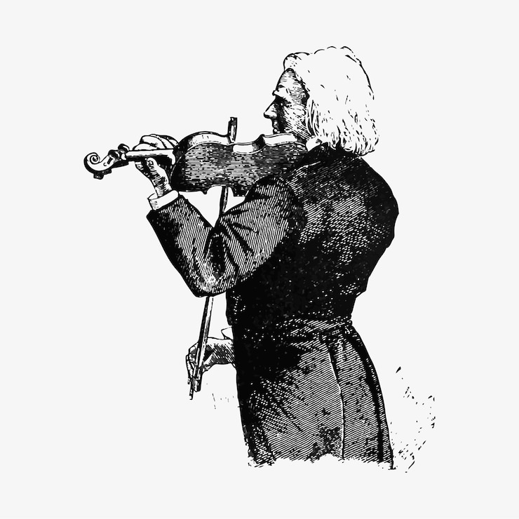 Vetor grátis desenho vintage de violinista