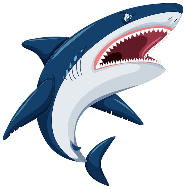 Desenhos animados agressivos do grande tubarão branco