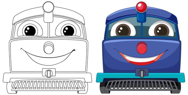 Vetor grátis desenhos animados alegres treinam lado a lado