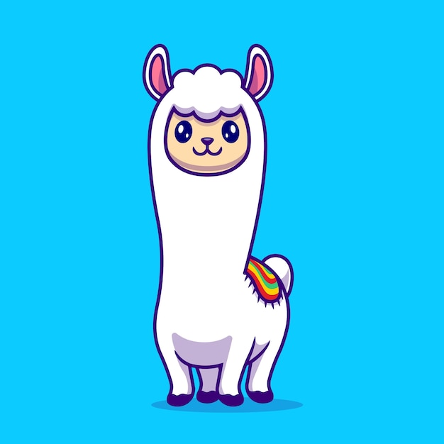 Desenhos animados bonitos do lama da alpaca. conceito de ícone de natureza animal isolado. estilo flat cartoon