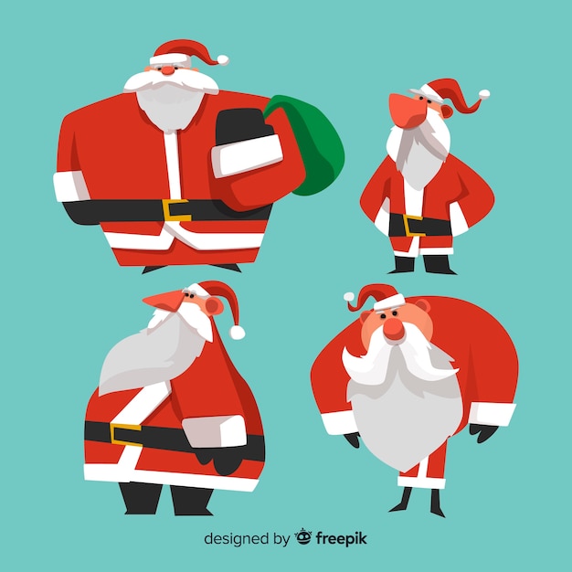 Desenhos animados coleção de personagens de papai noel