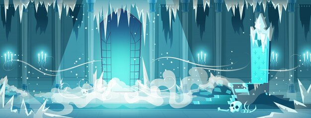 Desenhos animados congelados da sala do trono do castelo inoperante