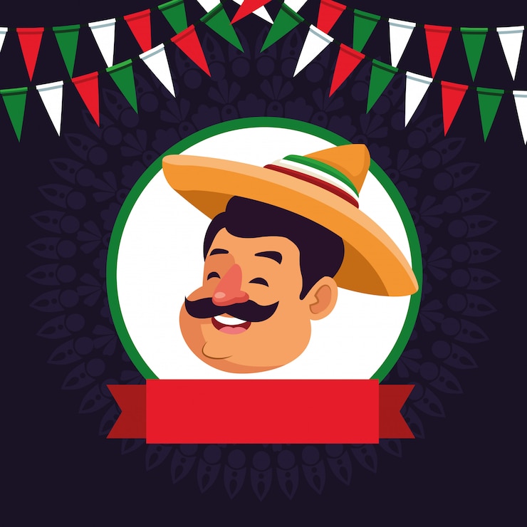 Vetor grátis desenhos animados de ícone de avatar de cara de homem mexicano