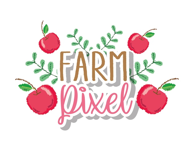 Desenhos animados de pixel de fazenda