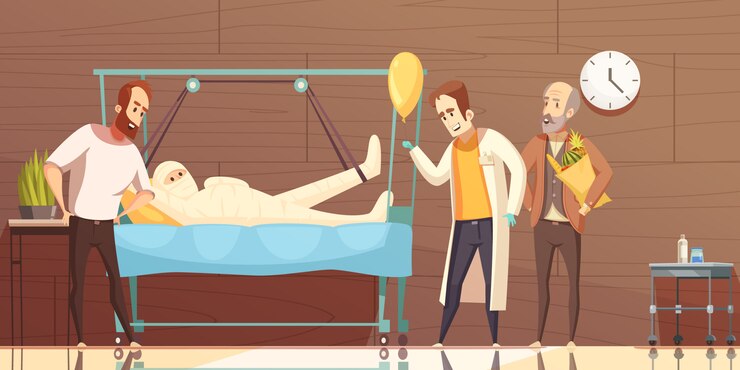 Vetor grátis desenhos animados de visitantes de pacientes de hospital