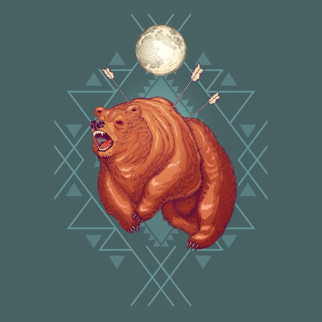 Vetor grátis desenhos animados de werebear furioso