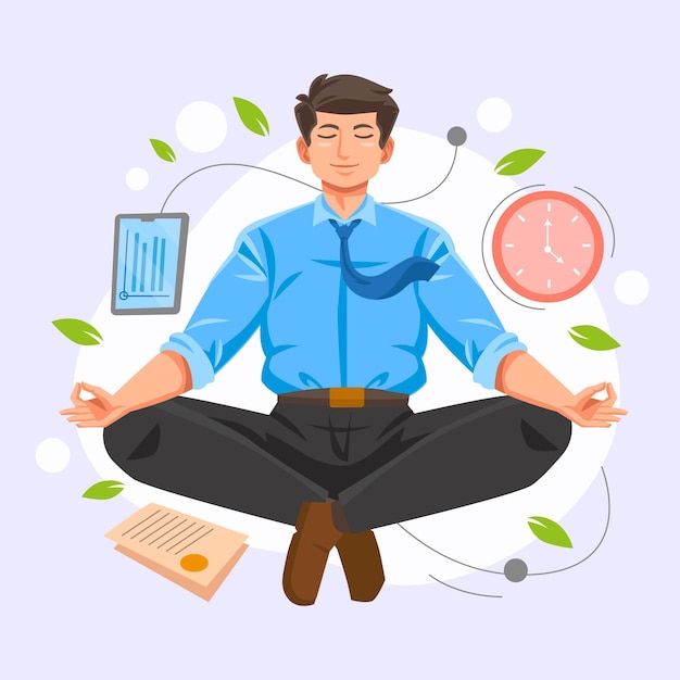 Vetor grátis desenhos animados executivos meditando ilustração