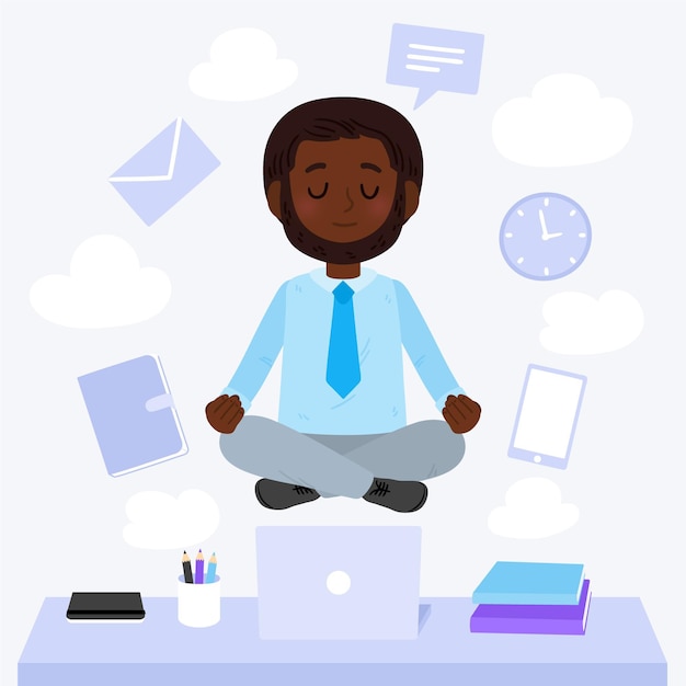 Vetor grátis desenhos animados executivos meditando ilustração