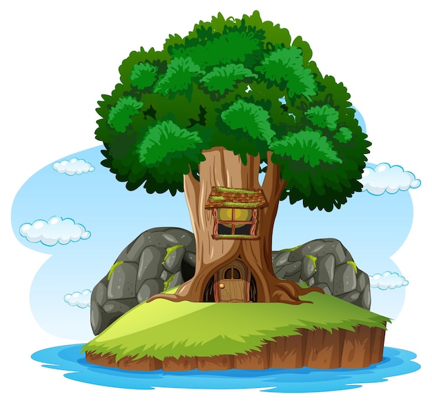 Vetor grátis desenhos animados isolados da árvore grande