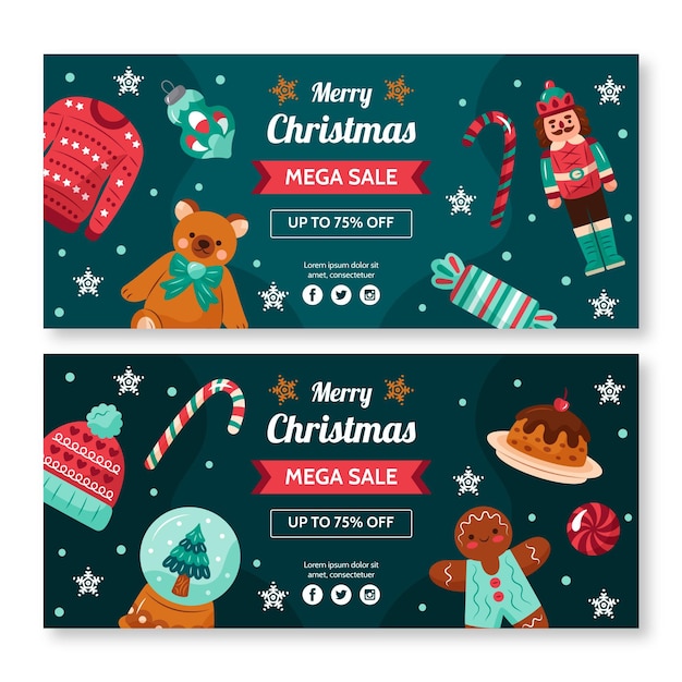 Desenhos de banners de venda de natal