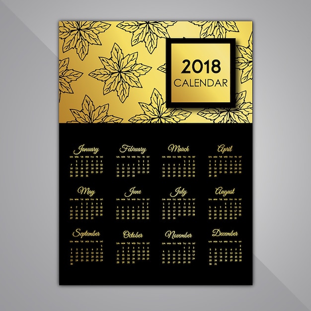 Desenhos de calendário preto e dourado