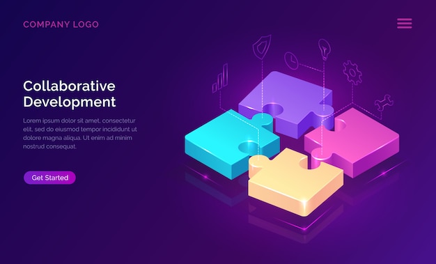 Desenvolvimento colaborativo, conceito isométrico