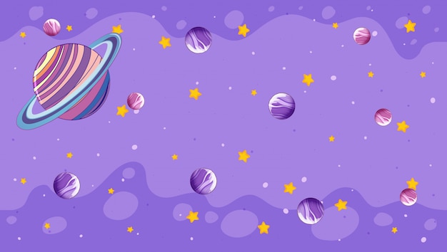 Design com planetas em roxo