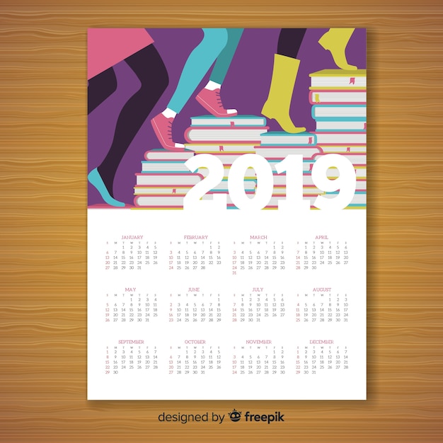 Vetor grátis design criativo do calendário 2019