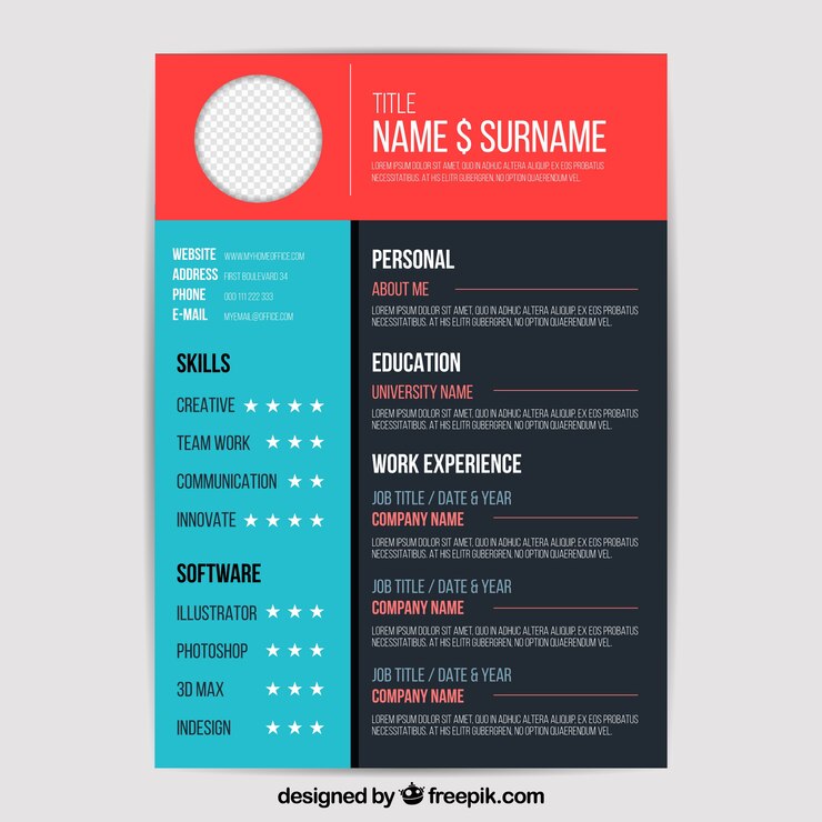 Vetor grátis design cv colorido