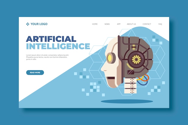 Design da página de destino da inteligência artificial para o site