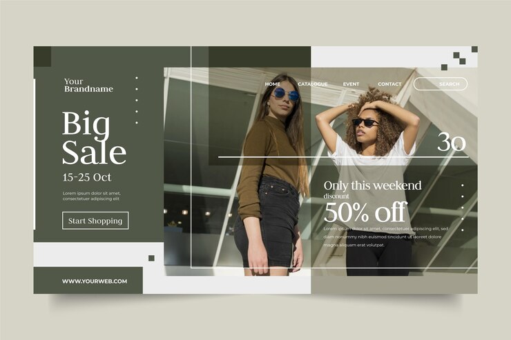 Vetor grátis design da página de destino da promoção de moda