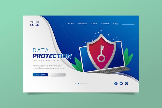 Vetor grátis design da página de destino da proteção de dados