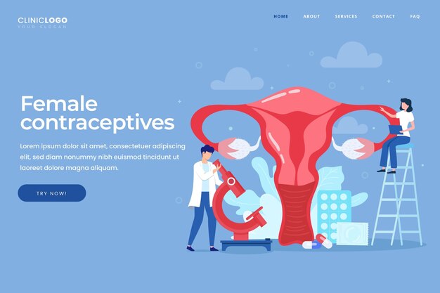 Design da página de destino de anticoncepcionais femininos