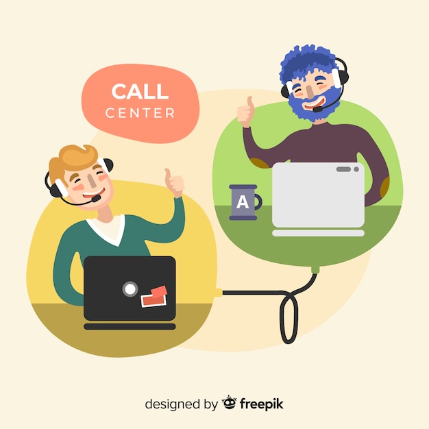 Design de agente de call center em estilo simples