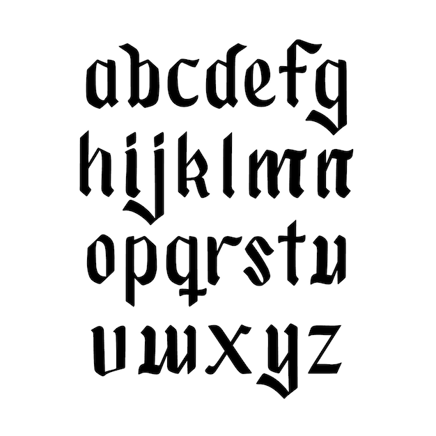 Vetor grátis design de alfabeto de terror desenhado à mão