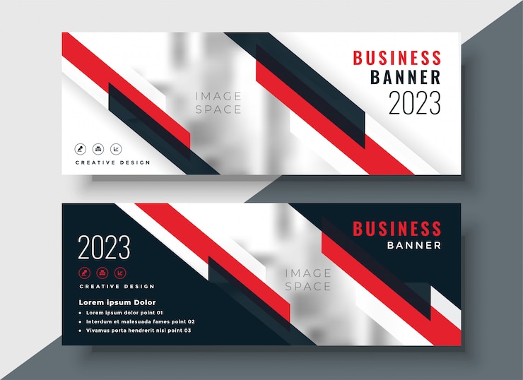 Vetor grátis design de bandeira de negócios corporativos tema vermelho